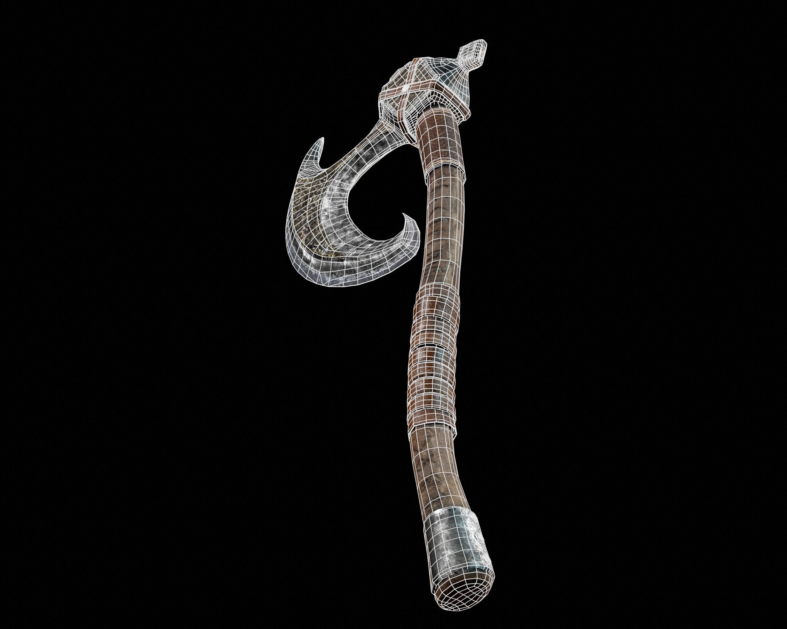 Viking Carved Axe  Low-poly 3D model_4