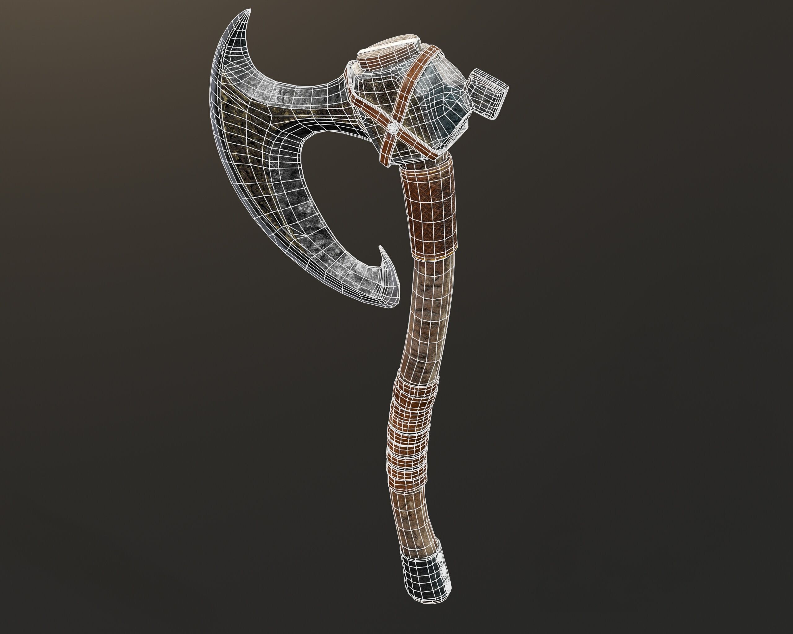 Viking Carved Axe  Low-poly 3D model_7