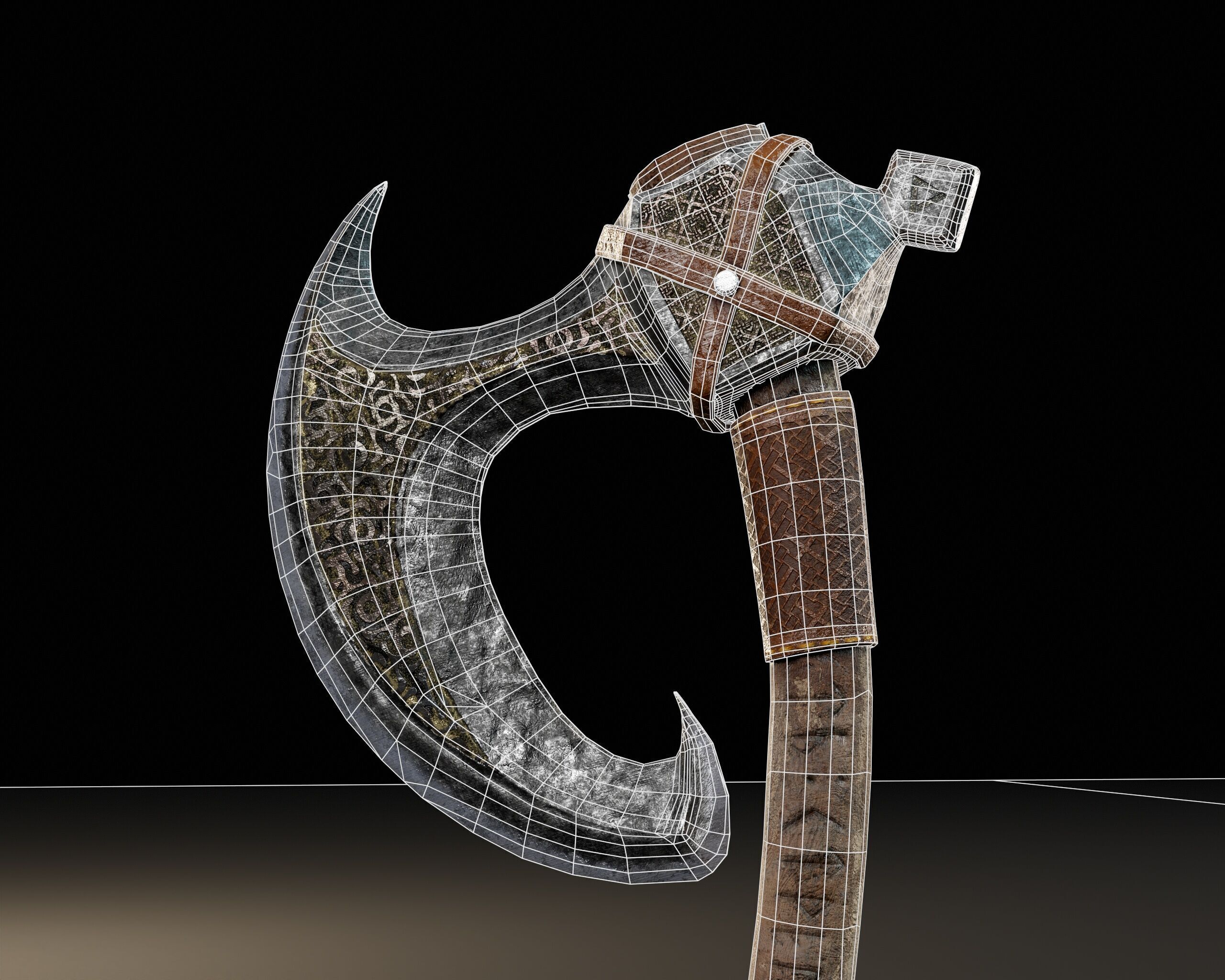 Viking Carved Axe  Low-poly 3D model_9