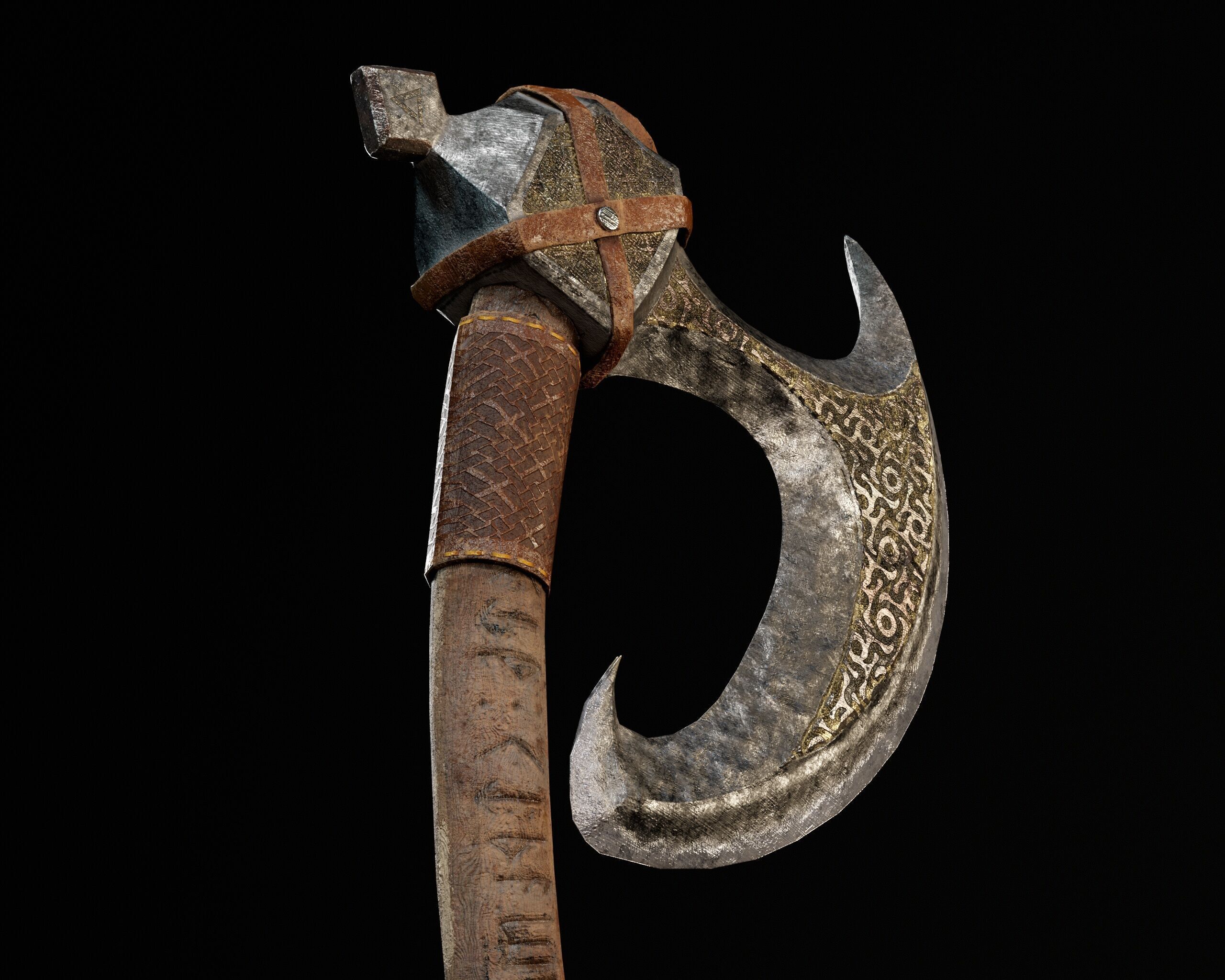 Viking Carved Axe  Low-poly 3D model_10