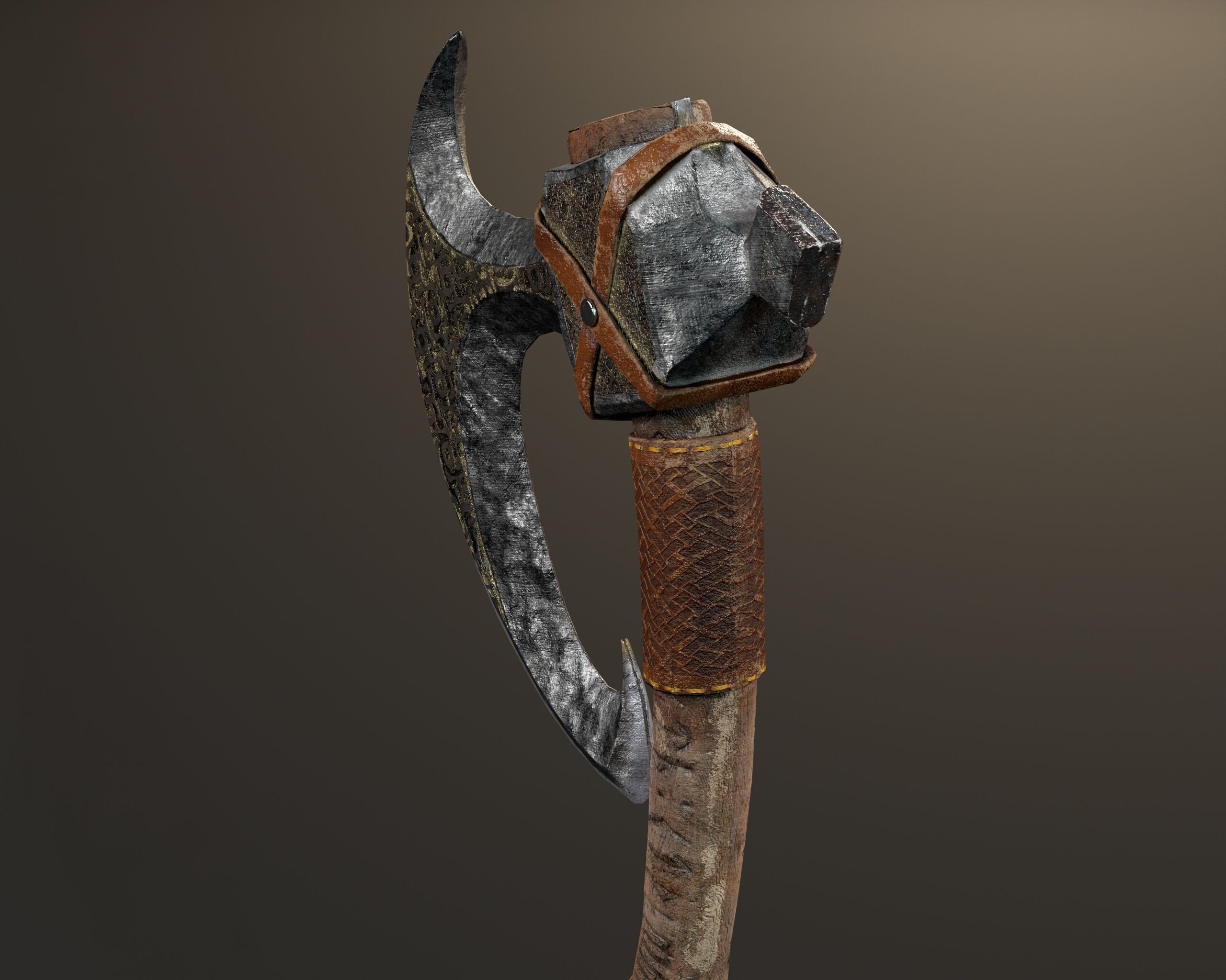 Viking Carved Axe  Low-poly 3D model_16