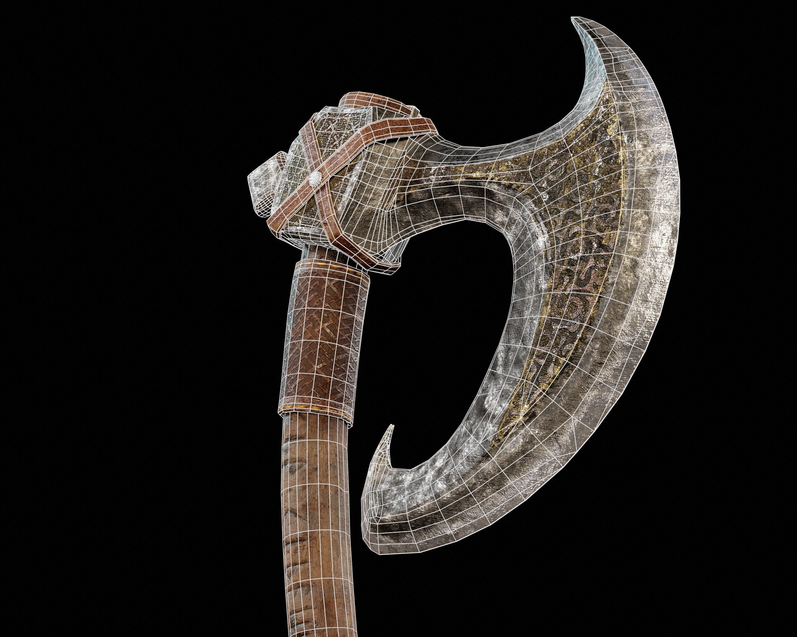 Viking Carved Axe  Low-poly 3D model_13