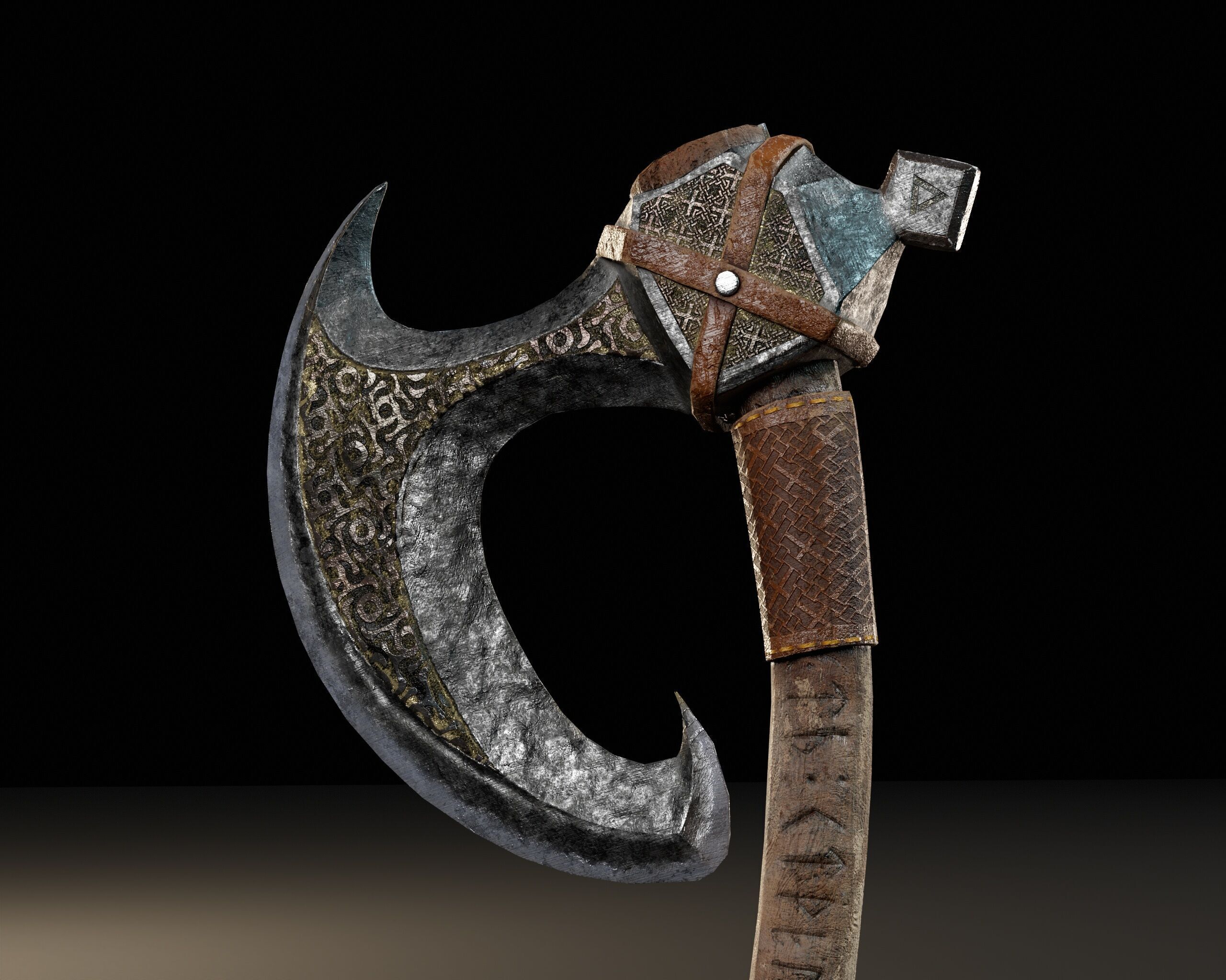 Viking Carved Axe  Low-poly 3D model_8