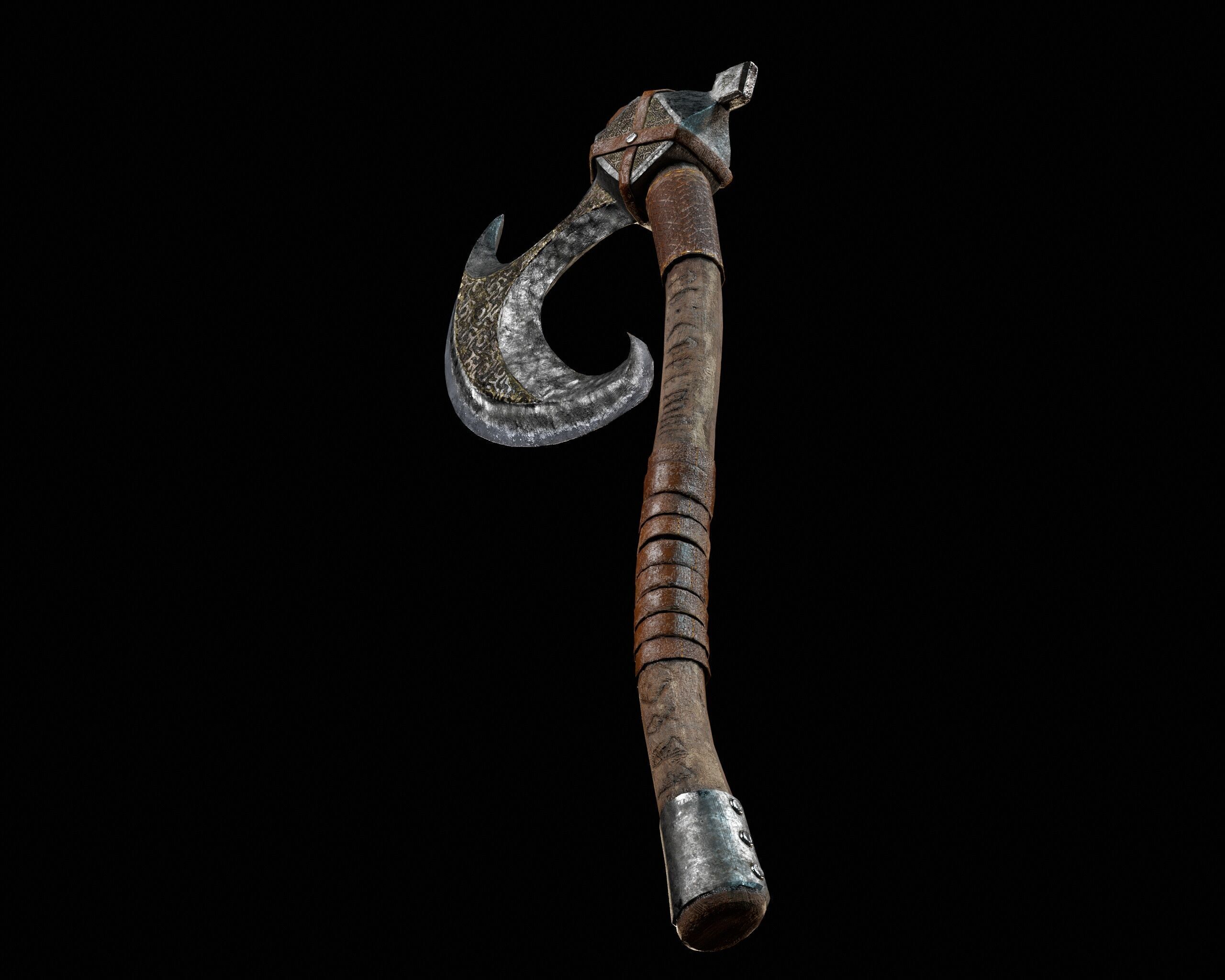 Viking Carved Axe  Low-poly 3D model_5