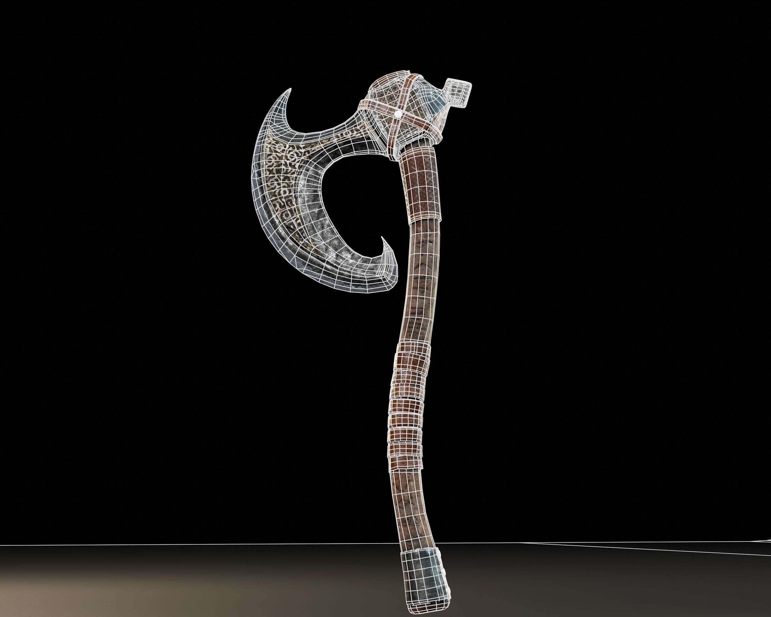 Viking Carved Axe  Low-poly 3D model_3