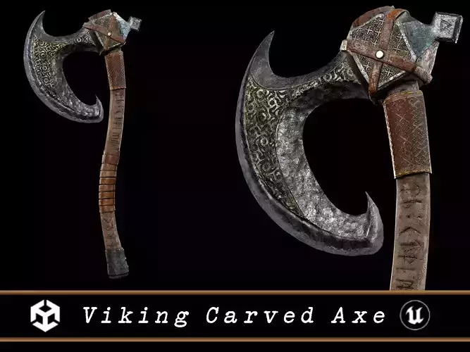 Viking Carved Axe  Low-poly 3D model