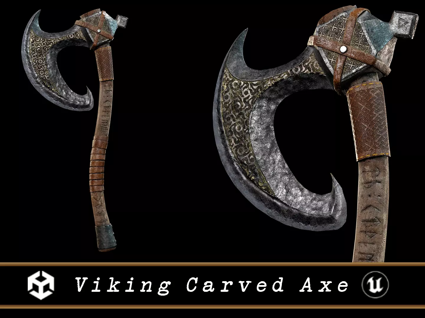 Viking Carved Axe  Low-poly 3D model_0