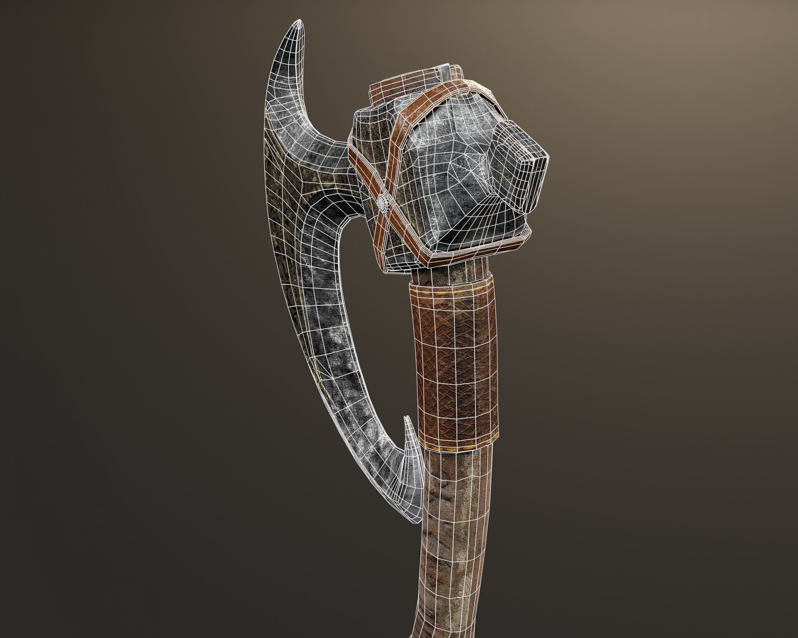 Viking Carved Axe  Low-poly 3D model_17