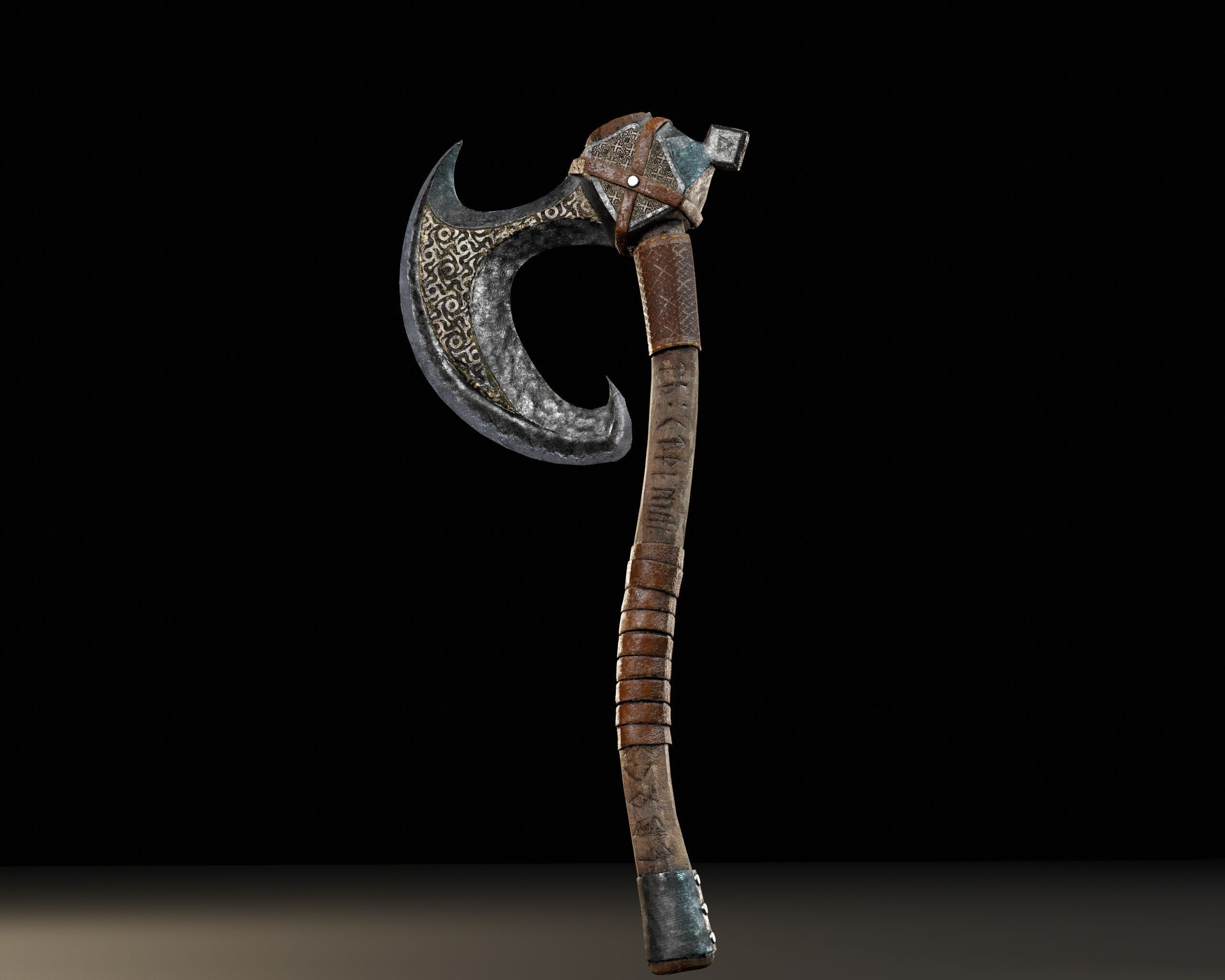 Viking Carved Axe  Low-poly 3D model_2