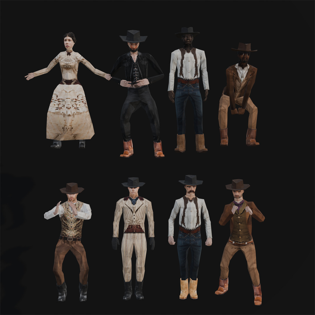 PSX Western Character Pack Low-poly 3D model_1