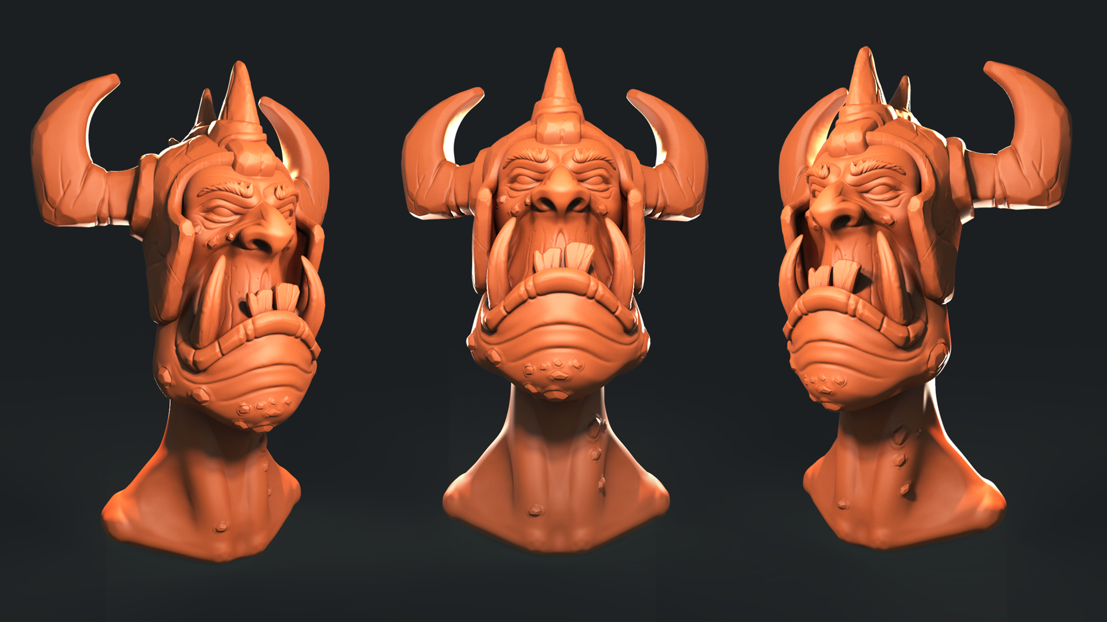Stylized handpainted fantasy male head Goblin Low-poly 3D model_4