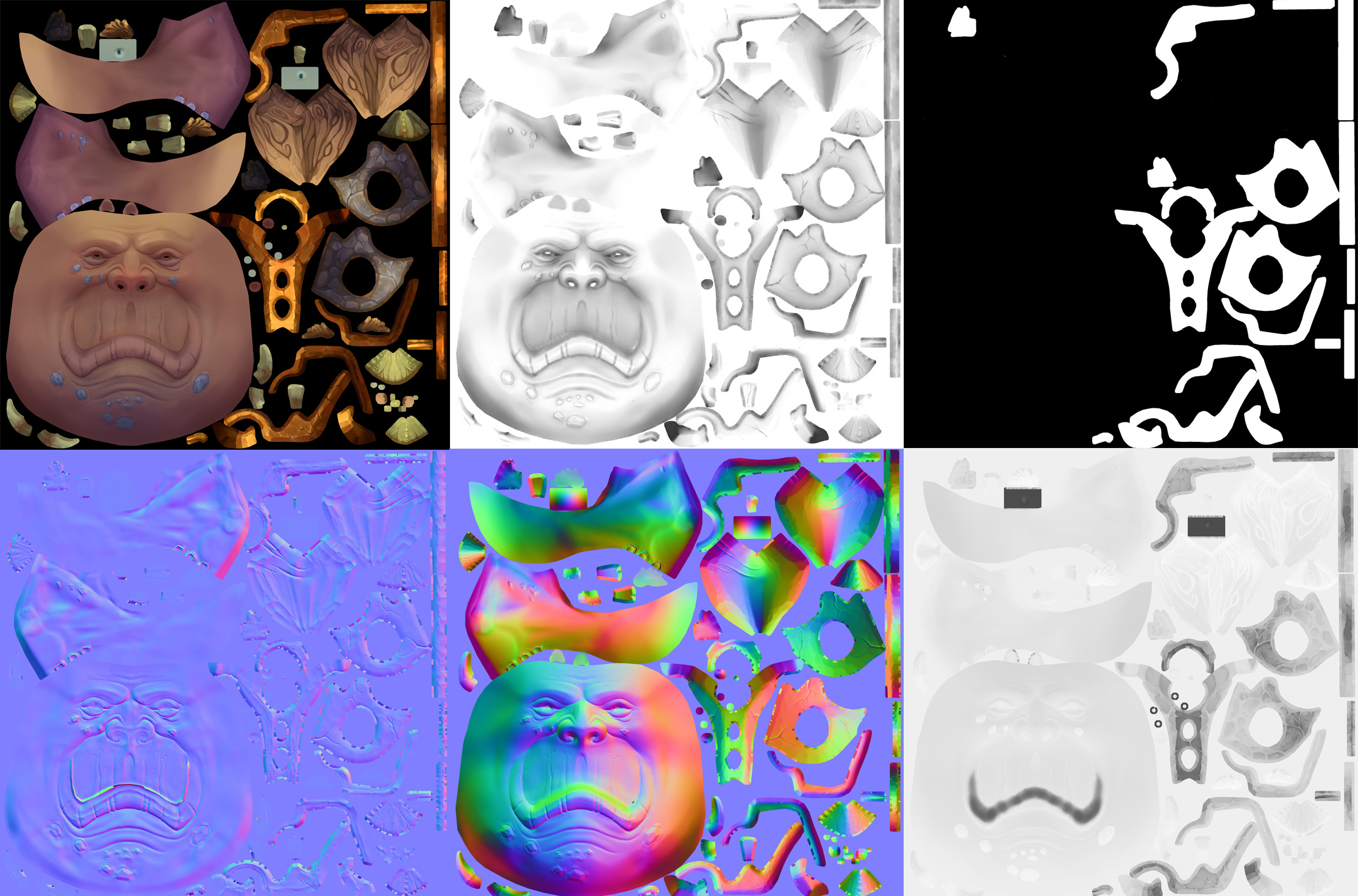 Stylized handpainted fantasy male head Goblin Low-poly 3D model_5