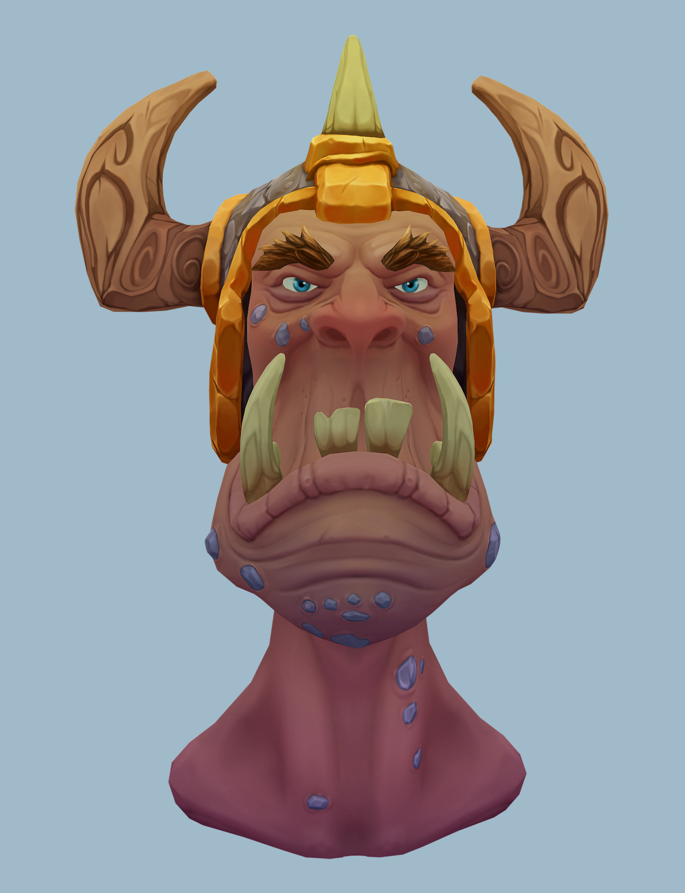Stylized handpainted fantasy male head Goblin Low-poly 3D model_1