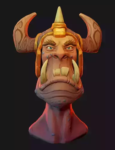  Stylized handpainted fantasy male head Goblin 