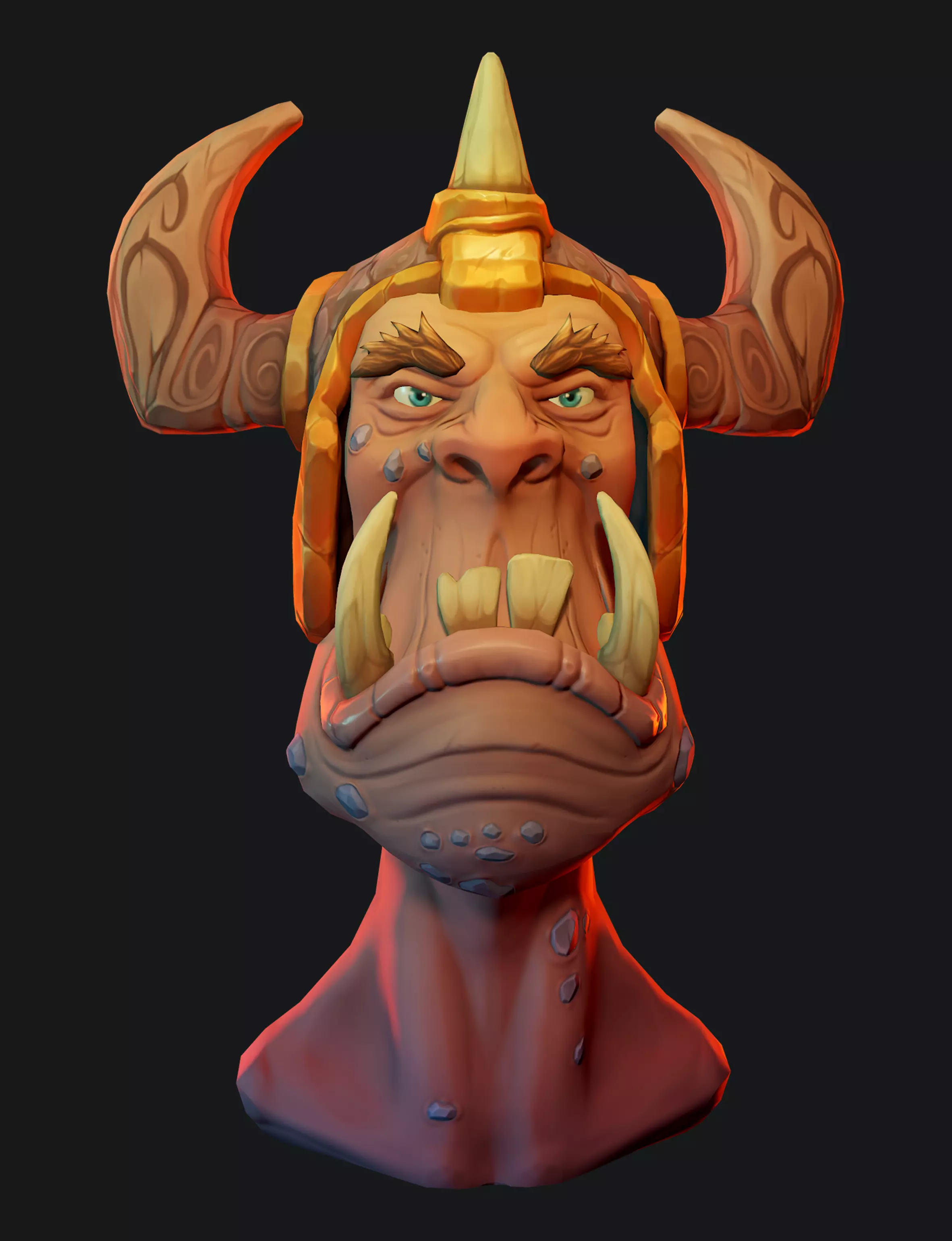Stylized handpainted fantasy male head Goblin Low-poly 3D model_0