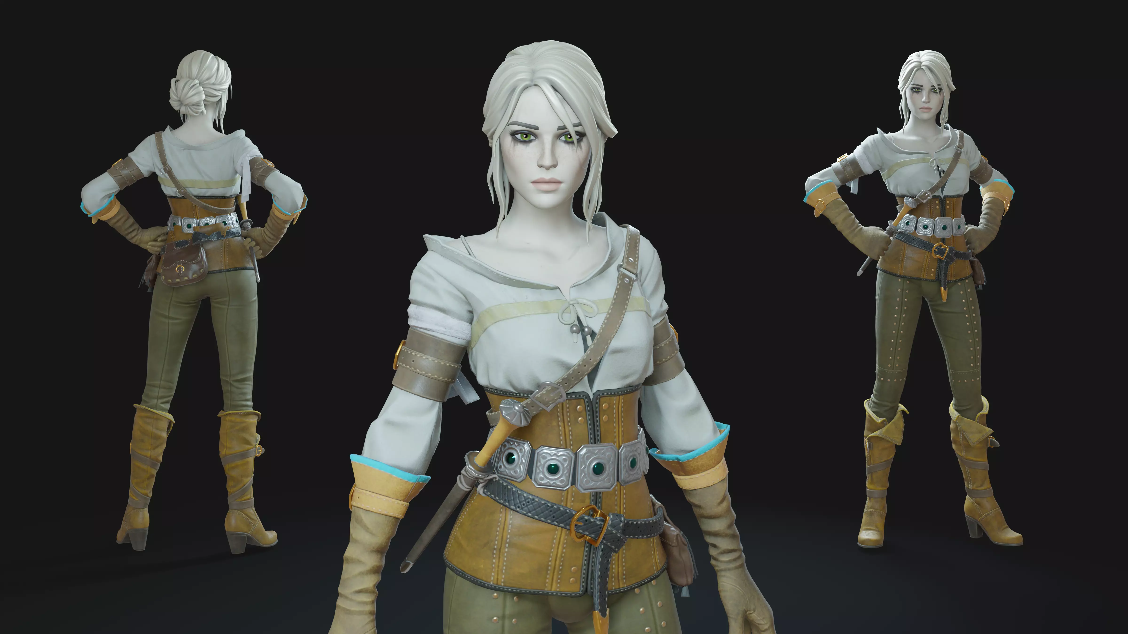 Ciri Witcher Animation Ready Character Low-poly 3D model_0