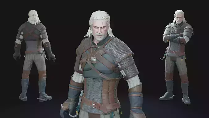 Geralt of Rivia Witcher Animation Ready Character Low-poly 3D model