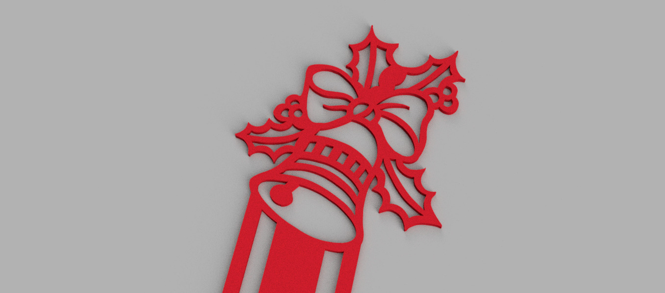 Bell with Bow Christmas Ornament Openwork Bookmark 3D print model_1