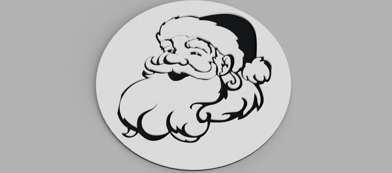 Santa Claus Christmas Head Coaster 3D print model_1