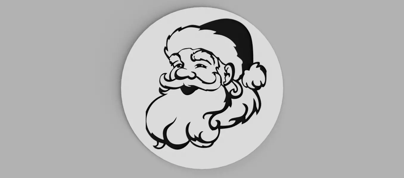 Santa Claus Christmas Head Coaster 3D print model_0