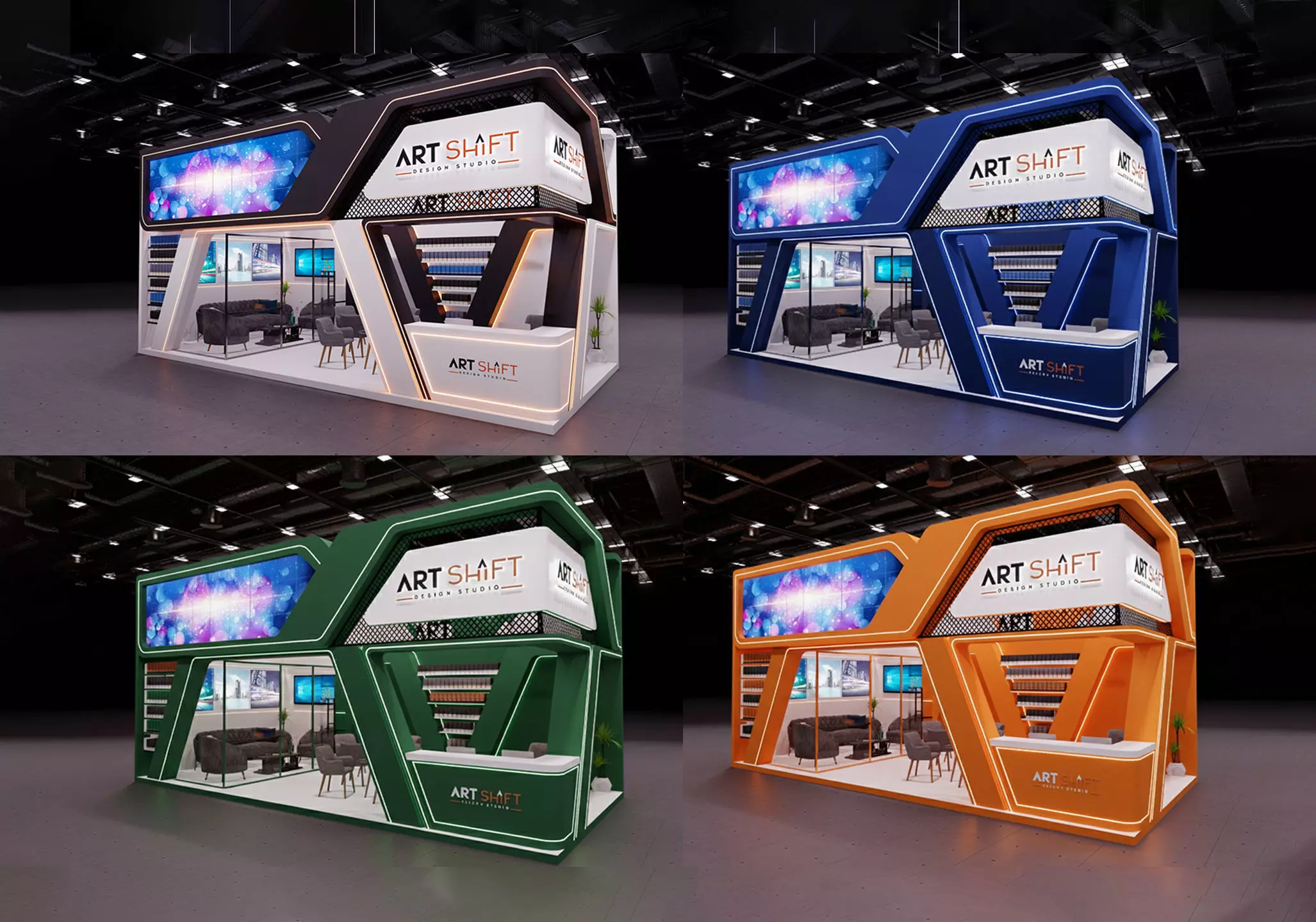 Exhibition booth stand 4 x 8m 3D model_0