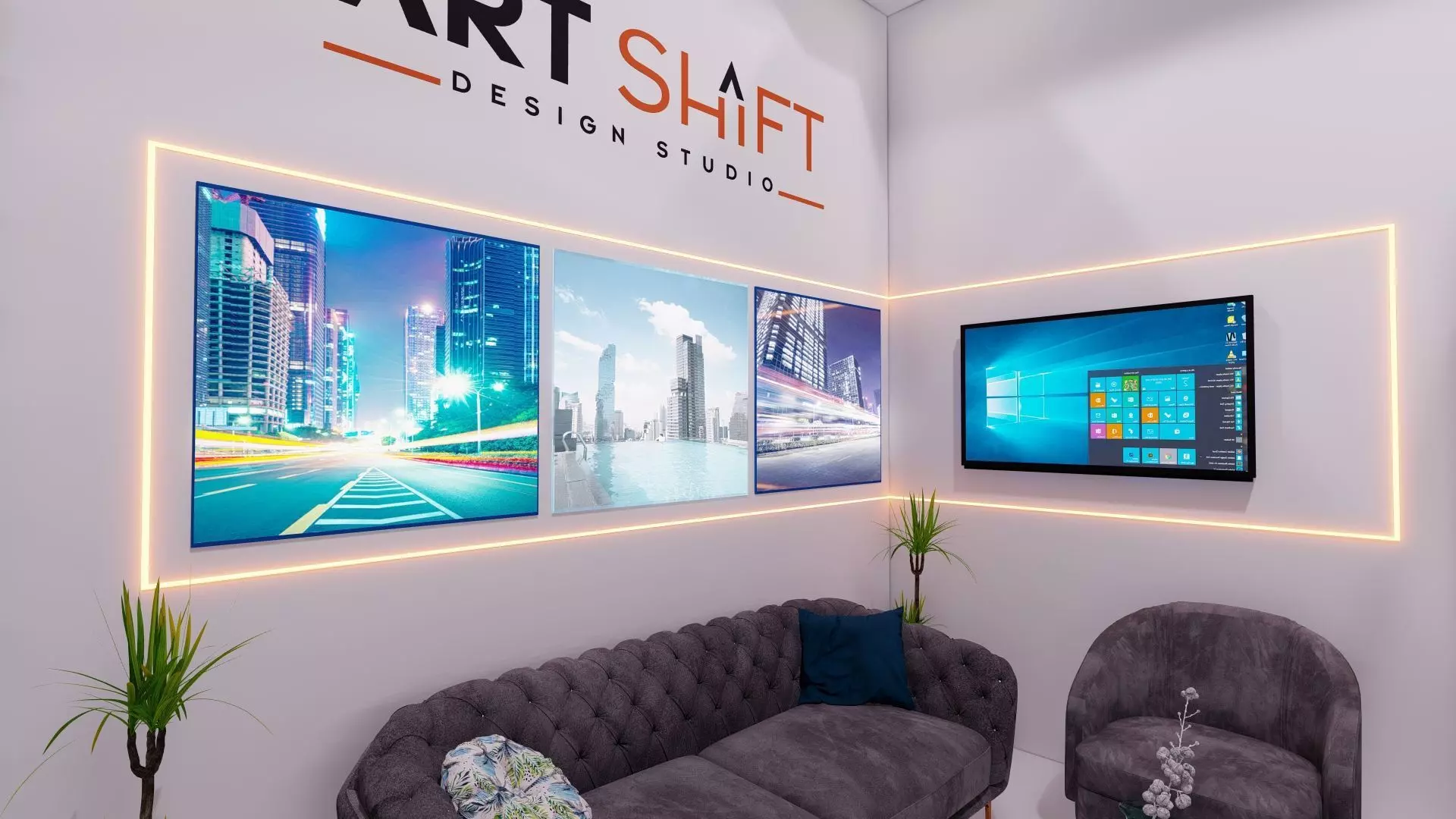 Exhibition booth stand 4 x 8m 3D model_2