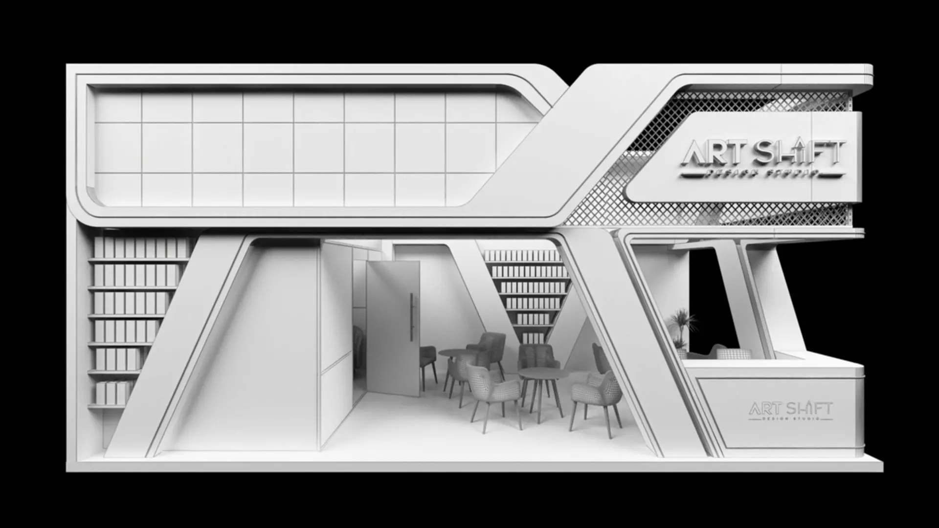 Exhibition booth stand 4 x 8m 3D model_5
