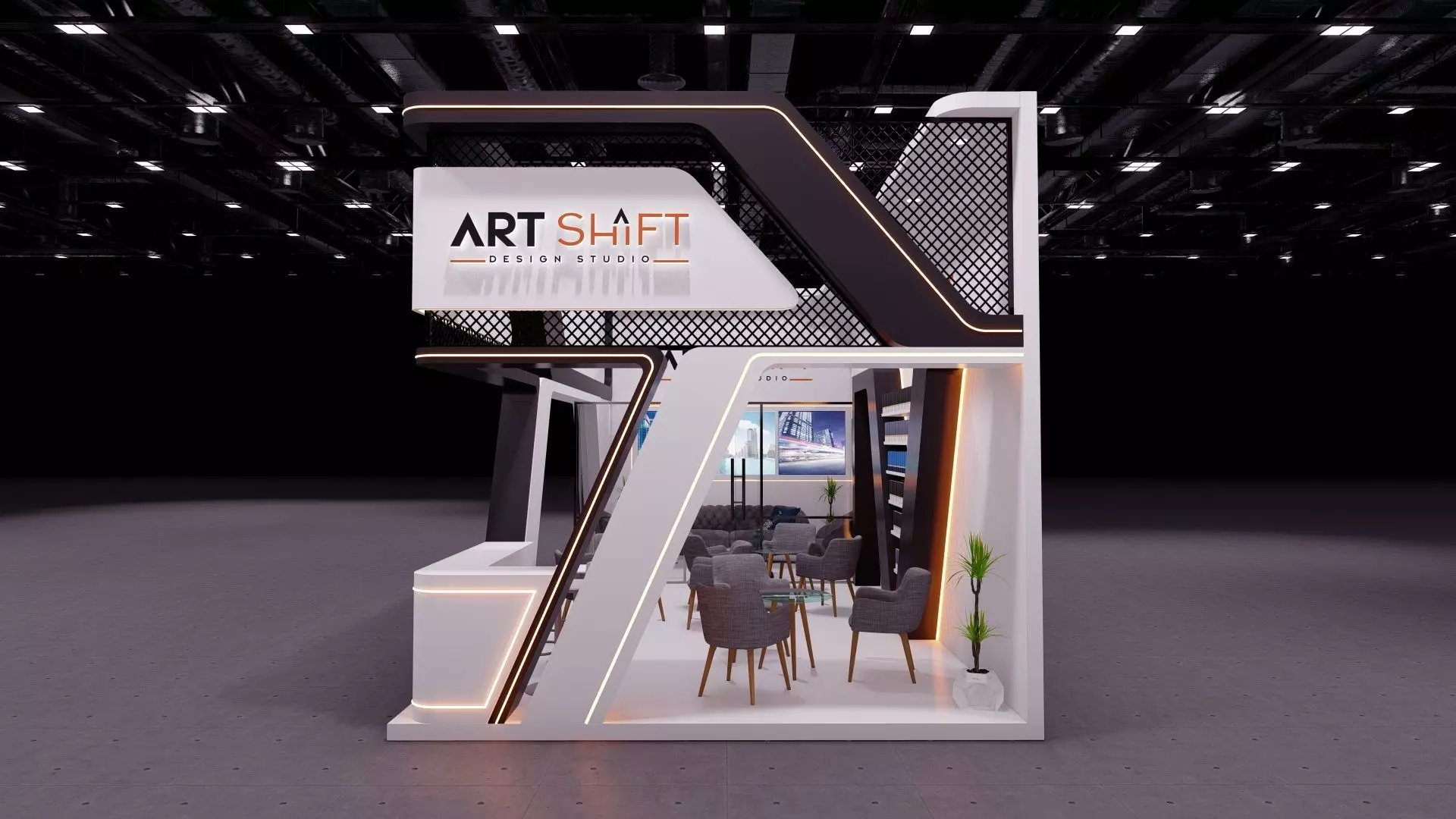 Exhibition booth stand 4 x 8m 3D model_8