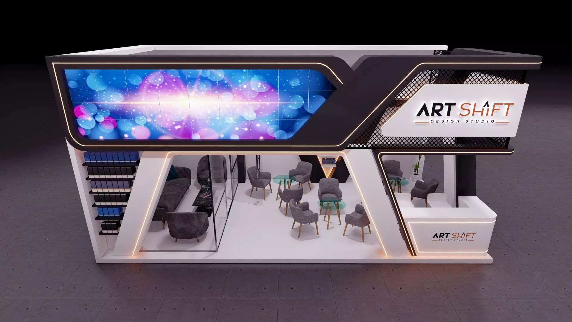 Exhibition booth stand 4 x 8m 3D model_3