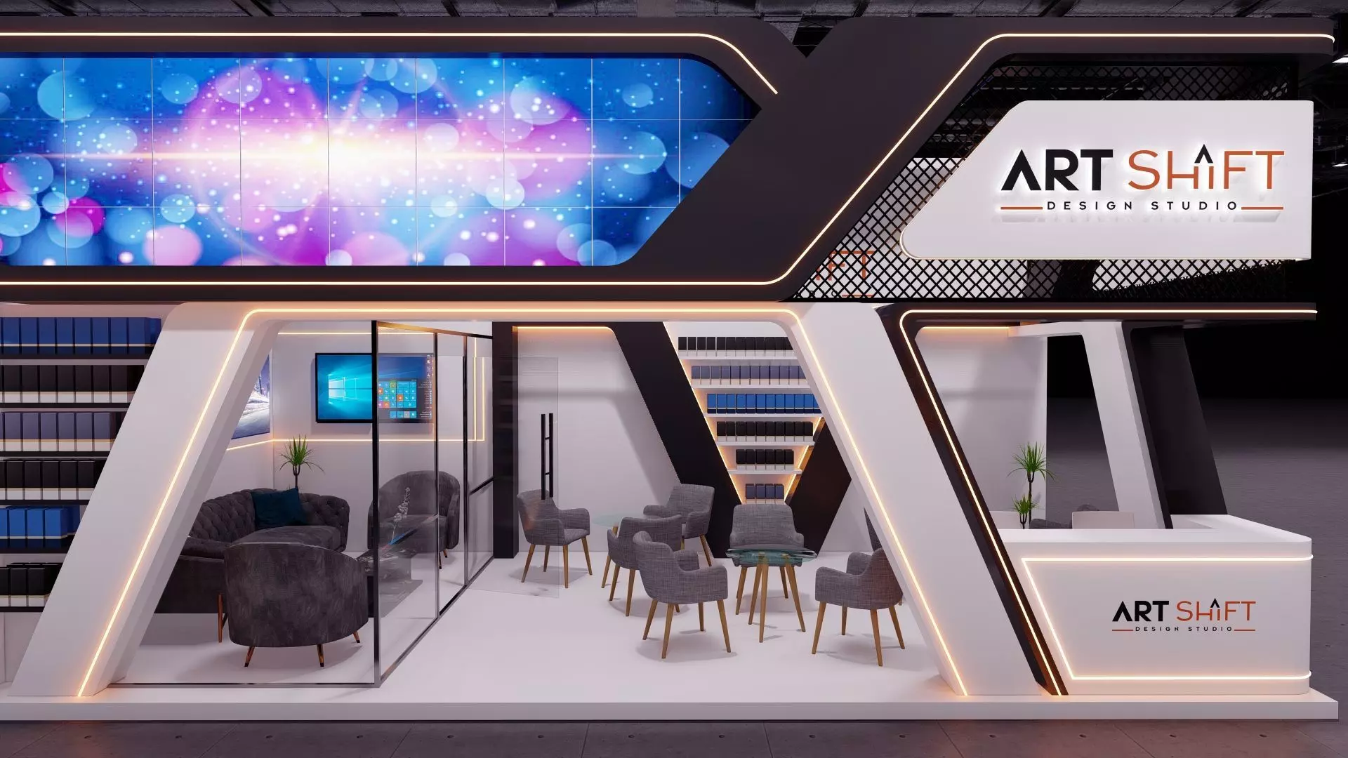 Exhibition booth stand 4 x 8m 3D model_10