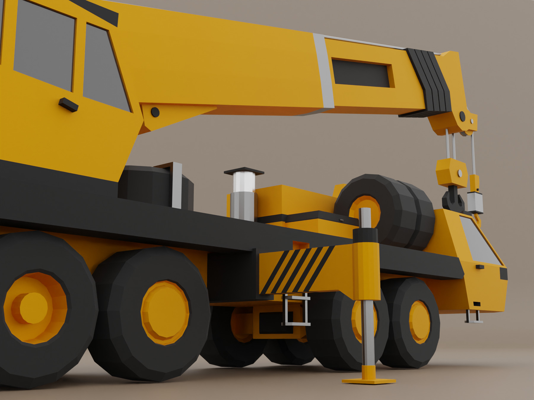 Mobile Crane Heavy Vehicle Low-poly 3D model_9