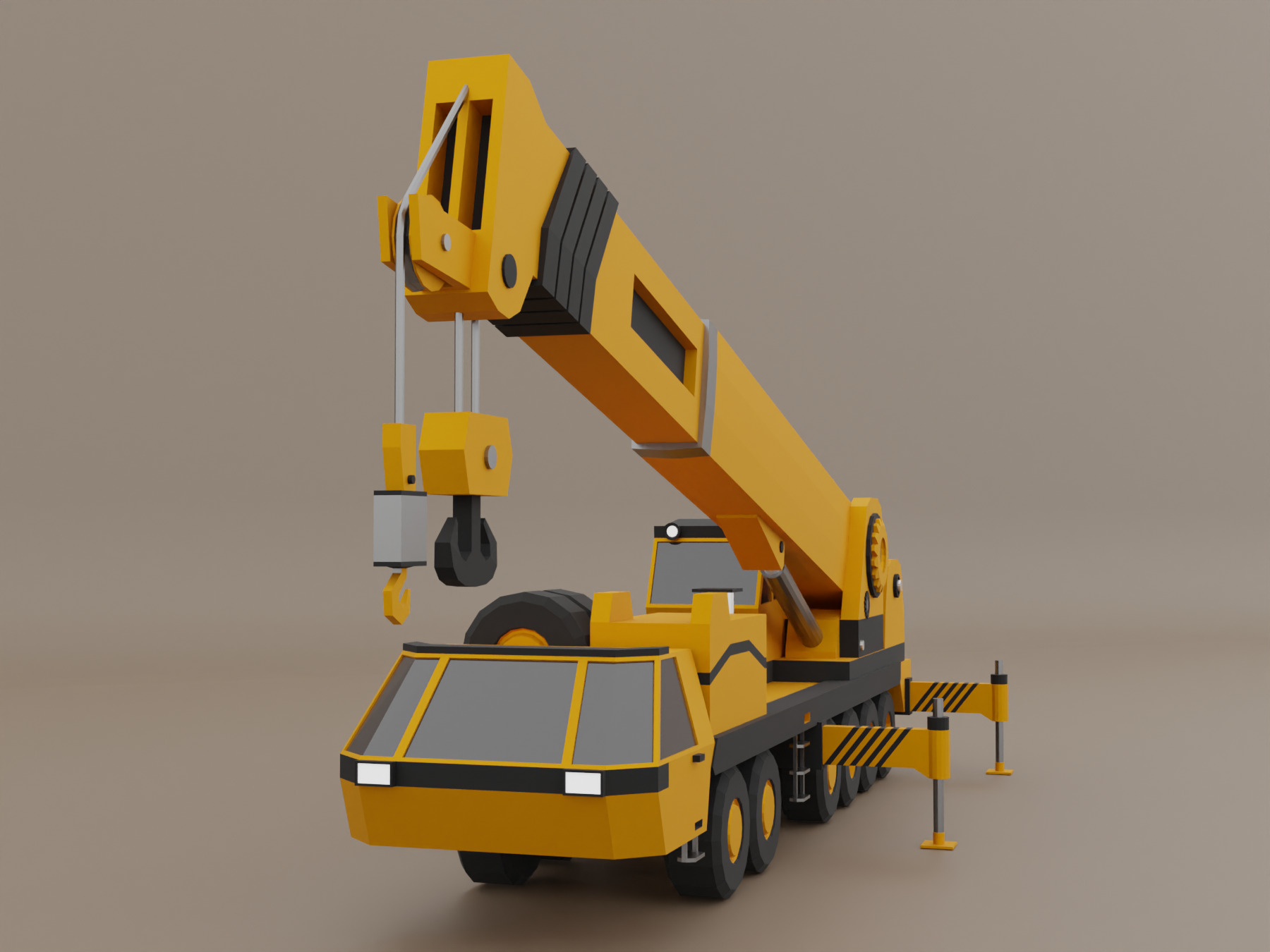 Mobile Crane Heavy Vehicle Low-poly 3D model_10