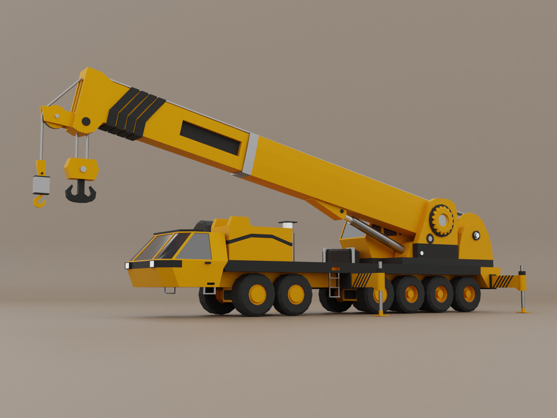 Mobile Crane Heavy Vehicle Low-poly 3D model_4
