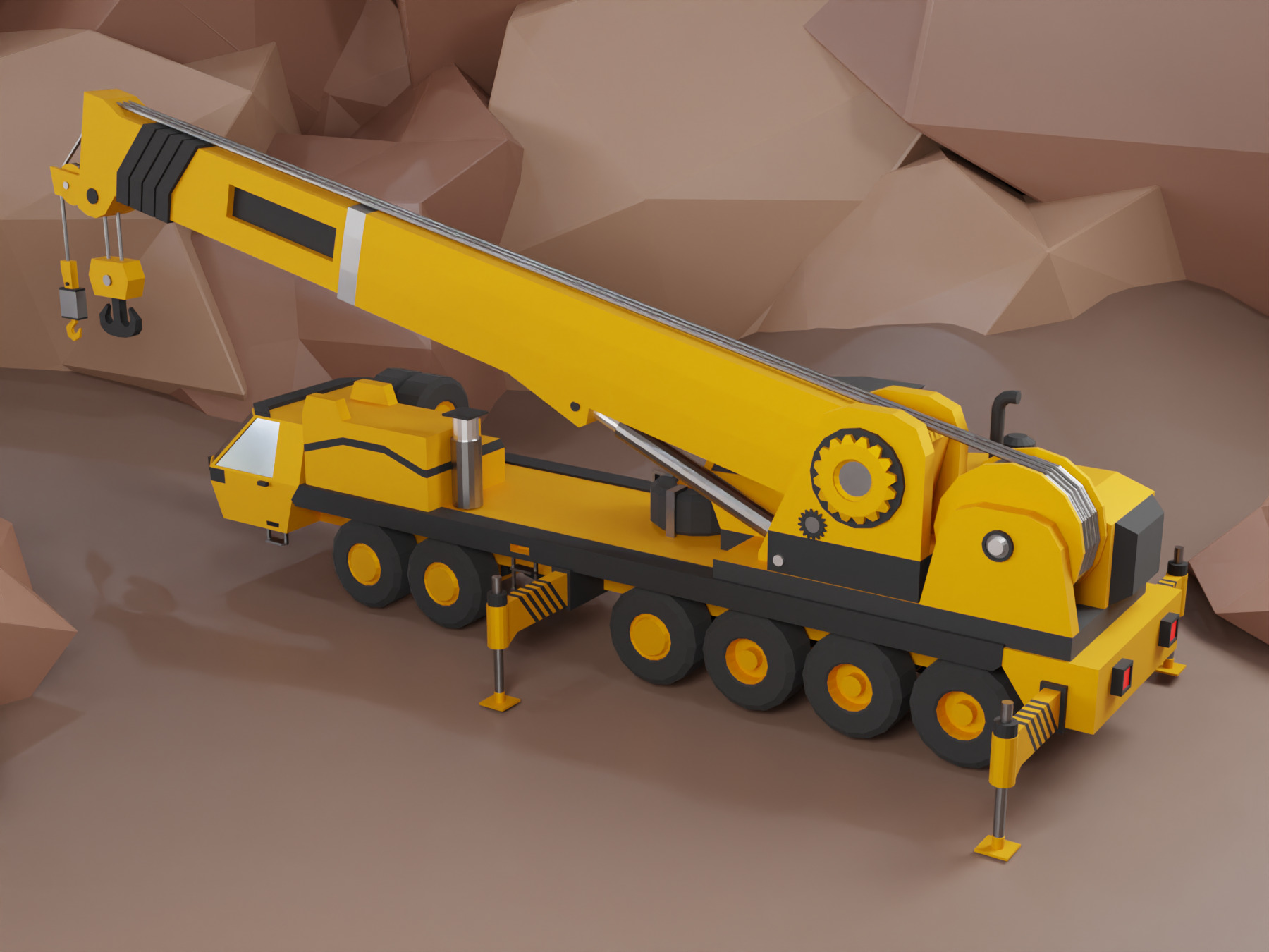 Mobile Crane Heavy Vehicle Low-poly 3D model_12