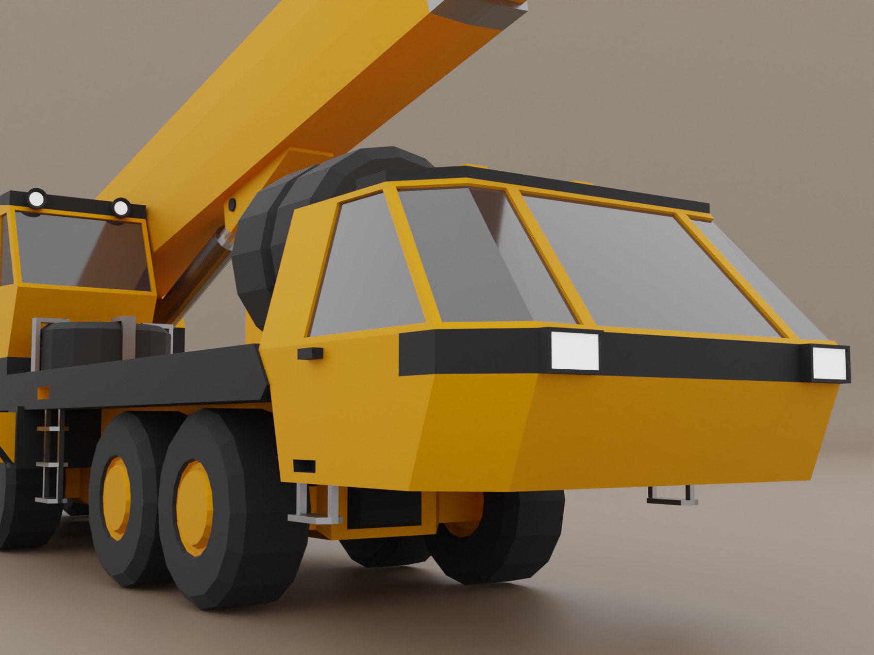 Mobile Crane Heavy Vehicle Low-poly 3D model_5