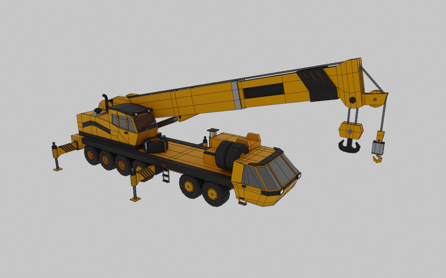 Mobile Crane Heavy Vehicle Low-poly 3D model_16