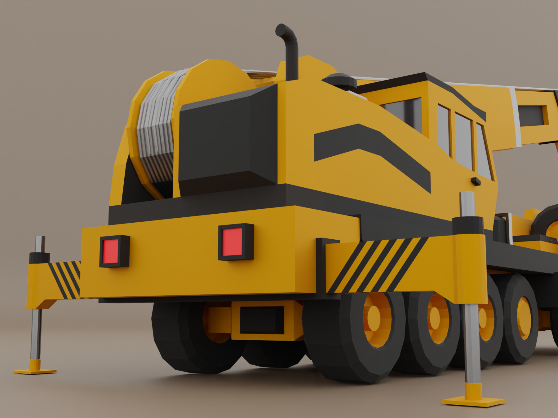Mobile Crane Heavy Vehicle Low-poly 3D model_8