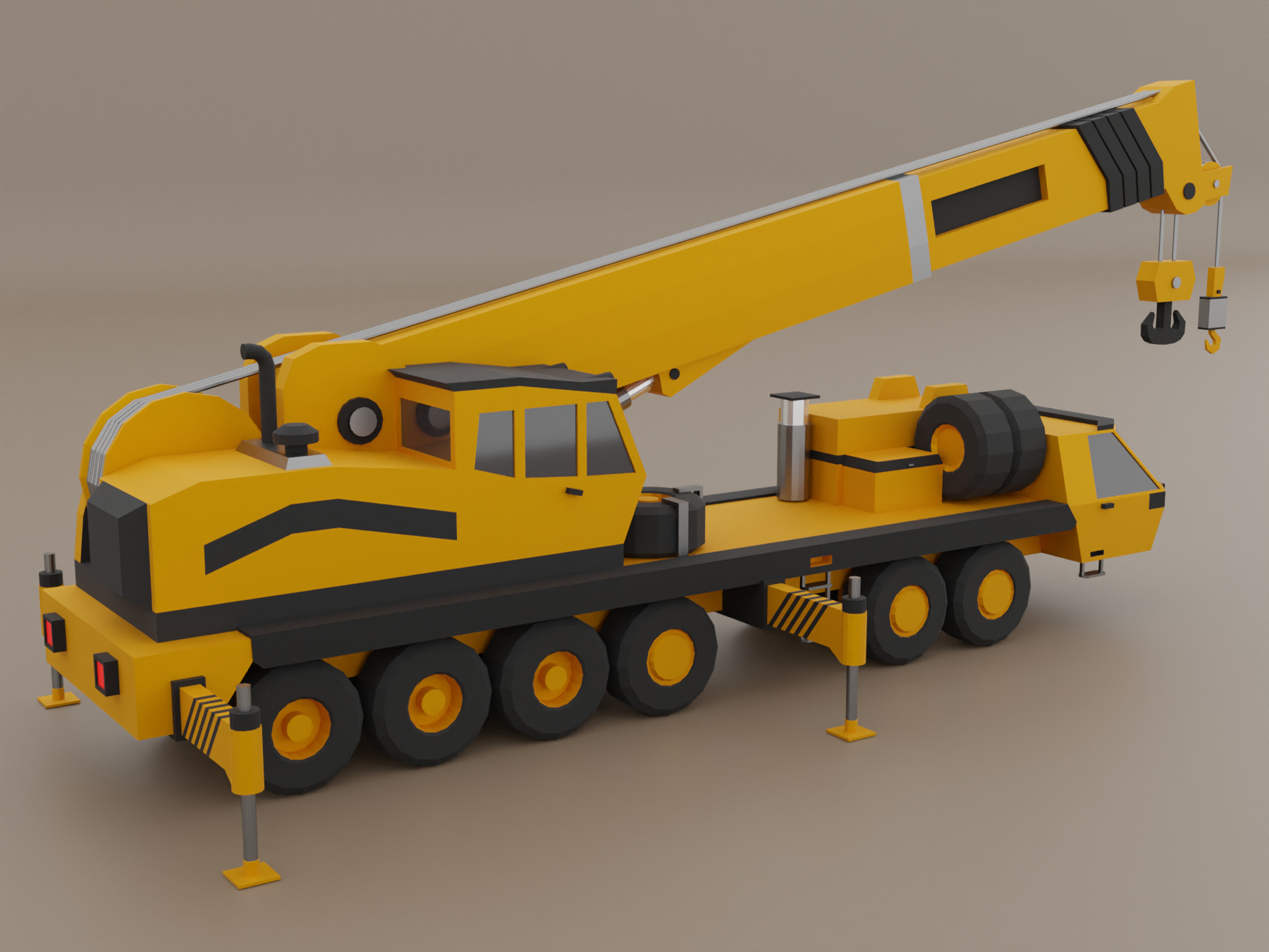 Mobile Crane Heavy Vehicle Low-poly 3D model_7