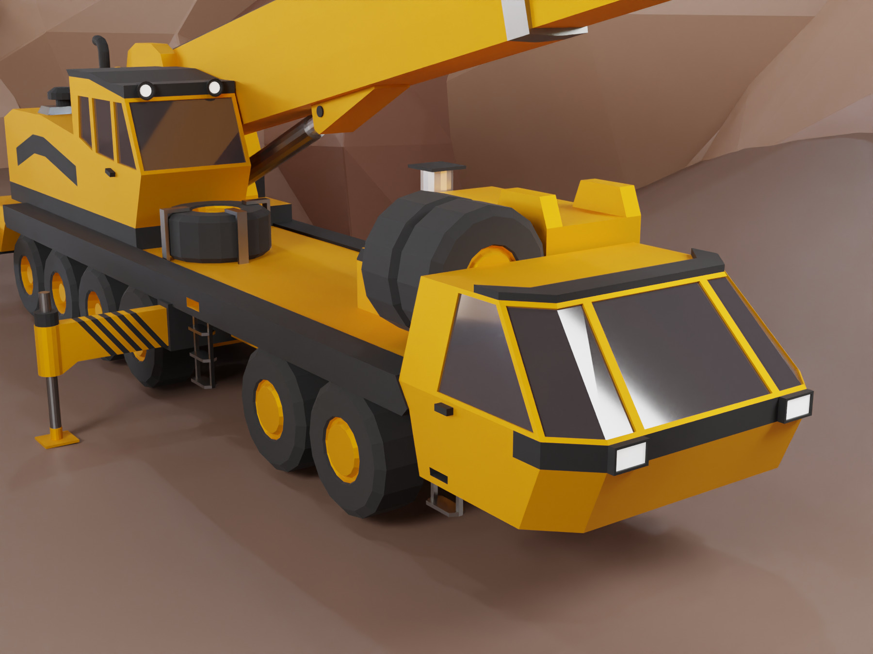 Mobile Crane Heavy Vehicle Low-poly 3D model_13