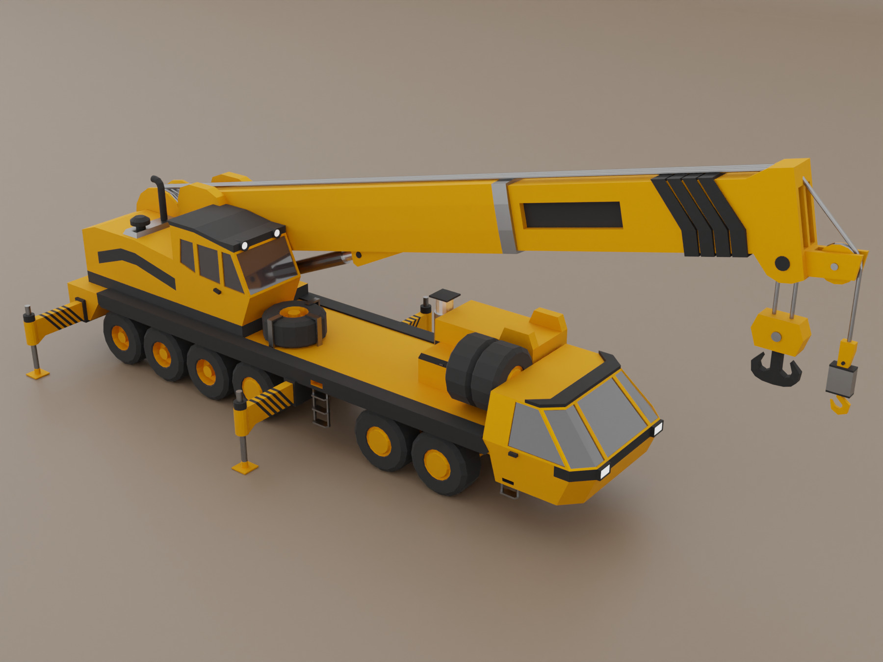 Mobile Crane Heavy Vehicle Low-poly 3D model_2