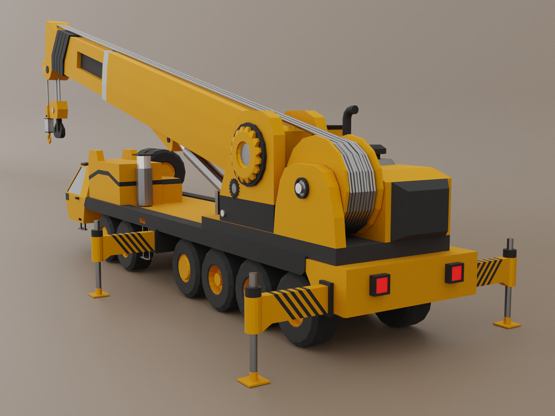 Mobile Crane Heavy Vehicle Low-poly 3D model_6
