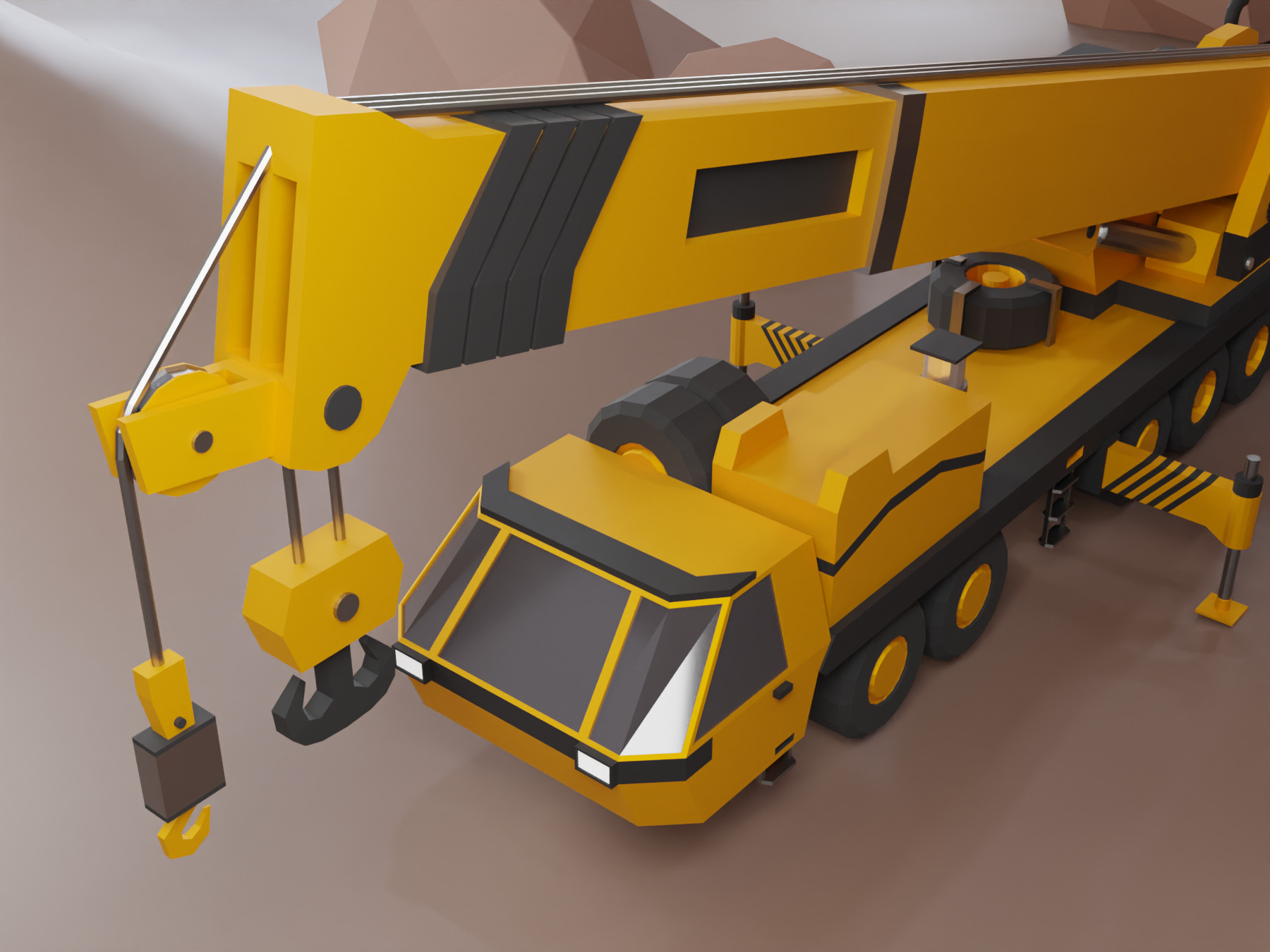 Mobile Crane Heavy Vehicle Low-poly 3D model_15