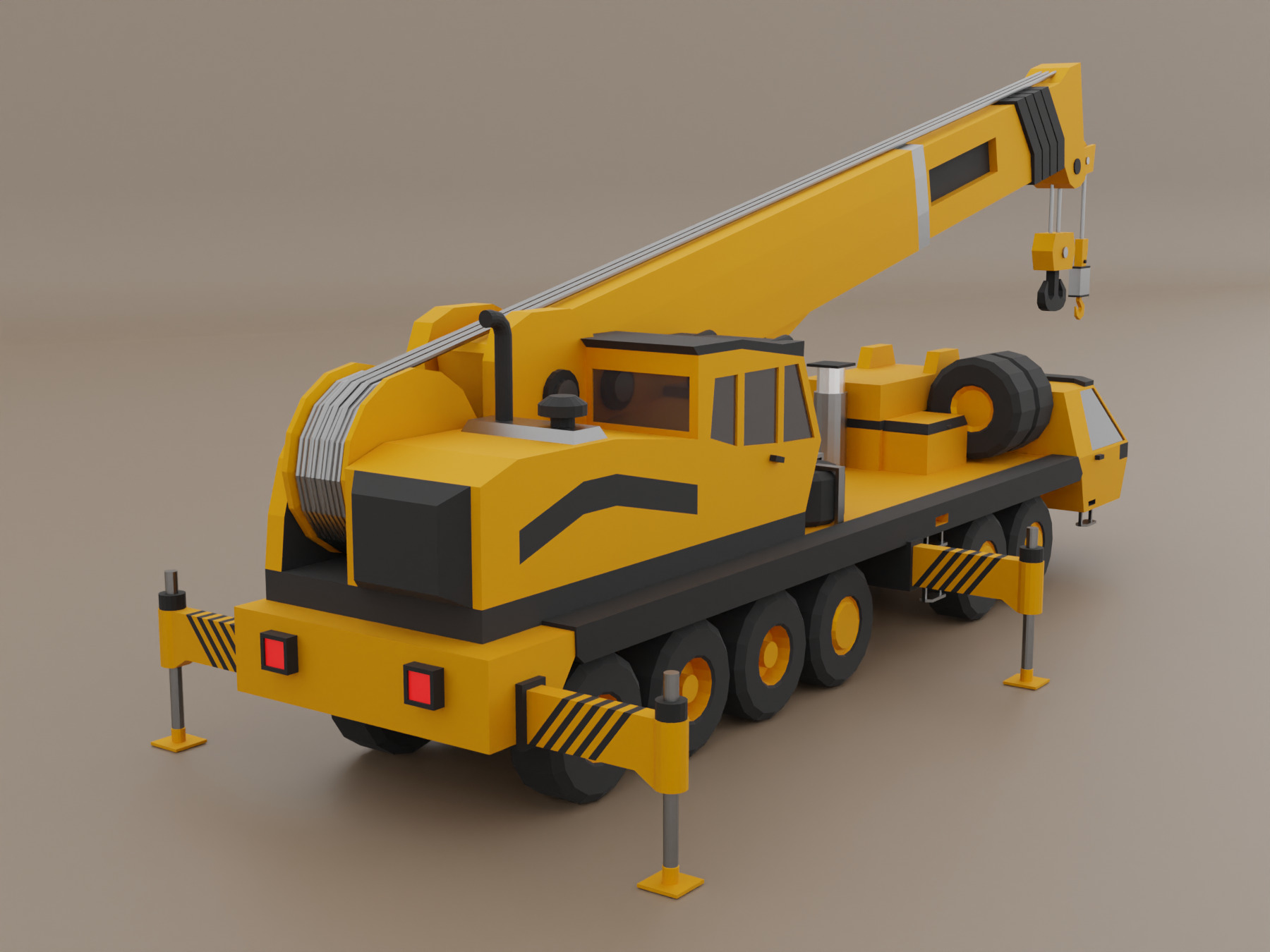 Mobile Crane Heavy Vehicle Low-poly 3D model_3