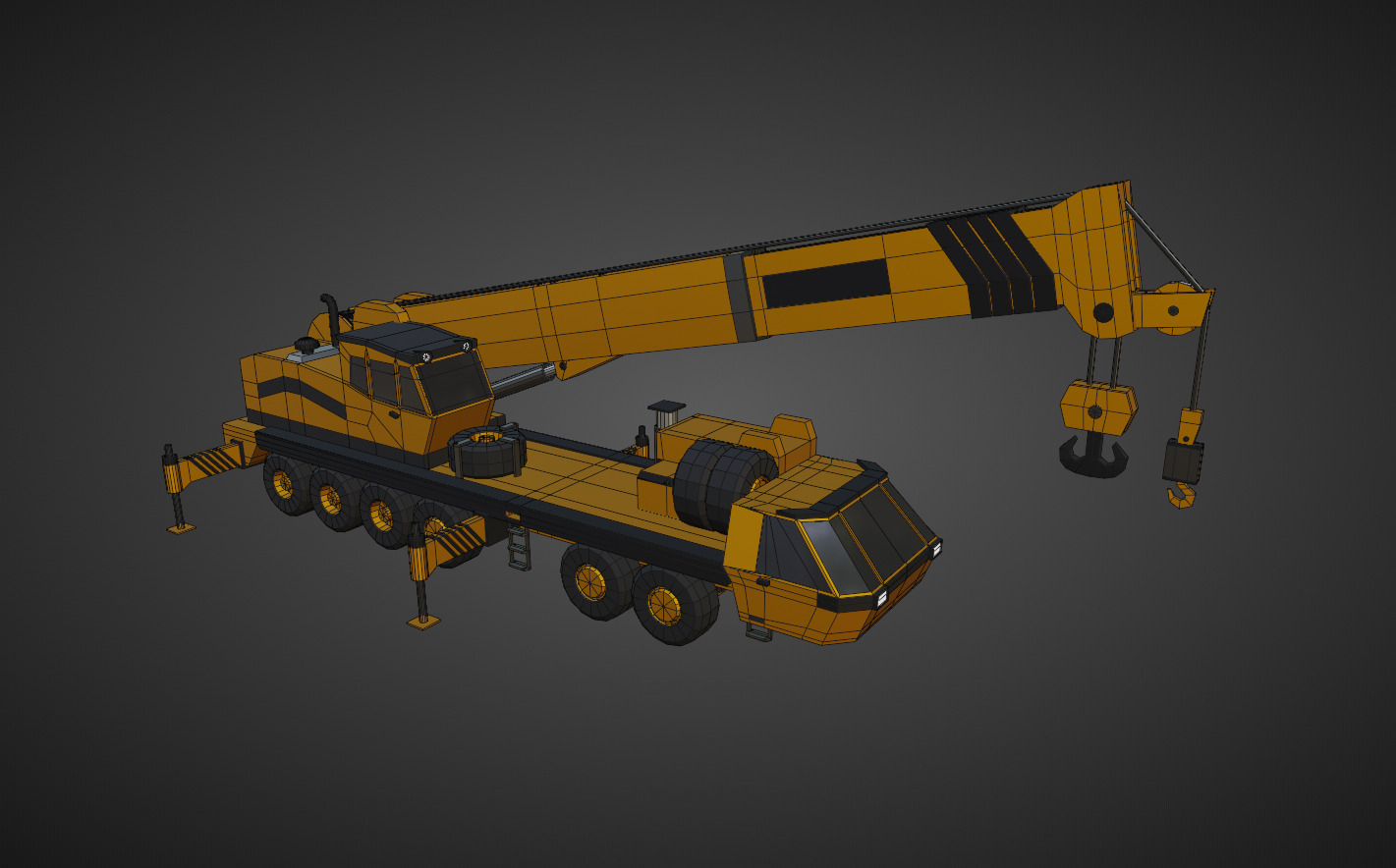 Mobile Crane Heavy Vehicle Low-poly 3D model_17