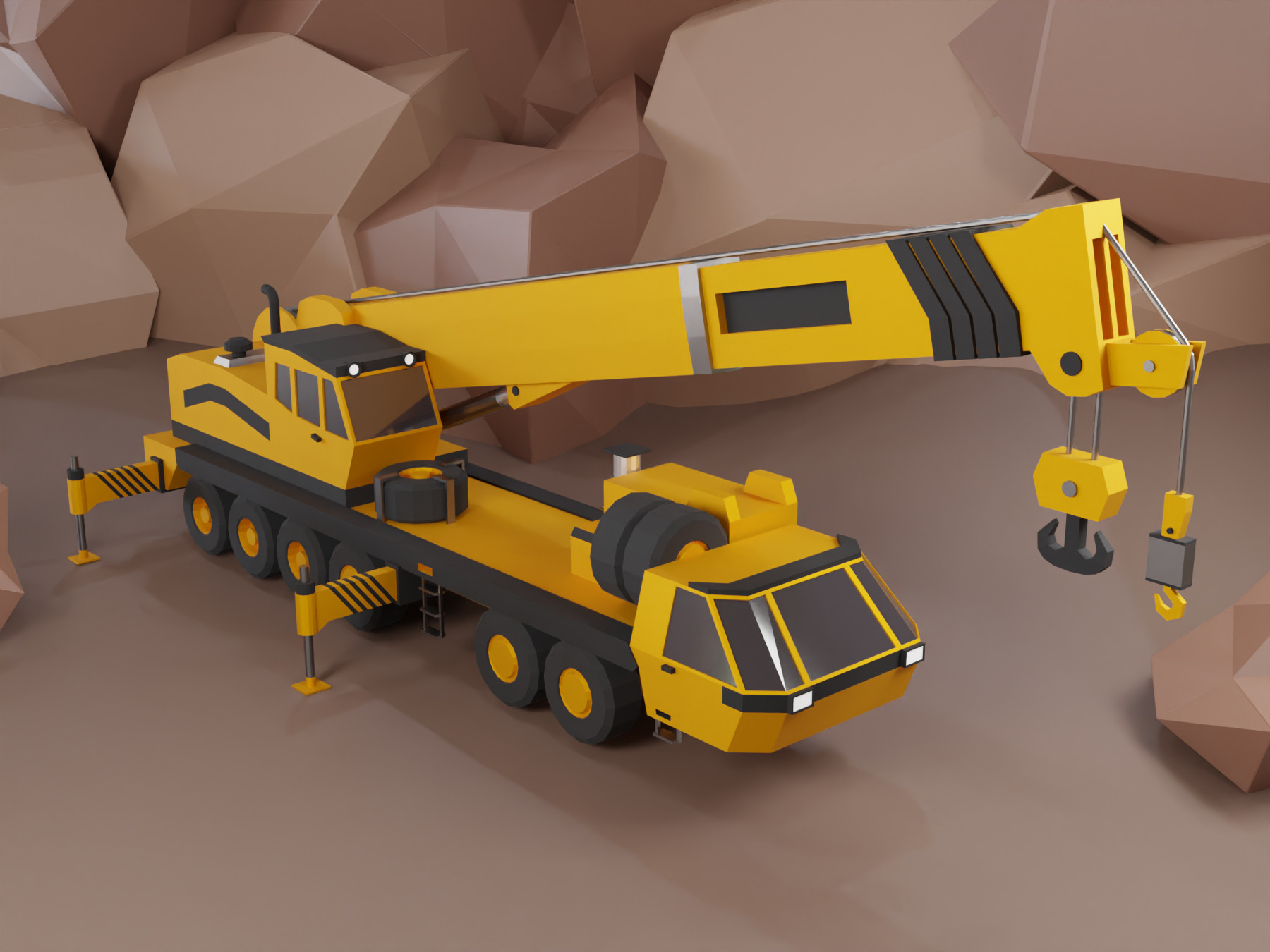 Mobile Crane Heavy Vehicle Low-poly 3D model_11