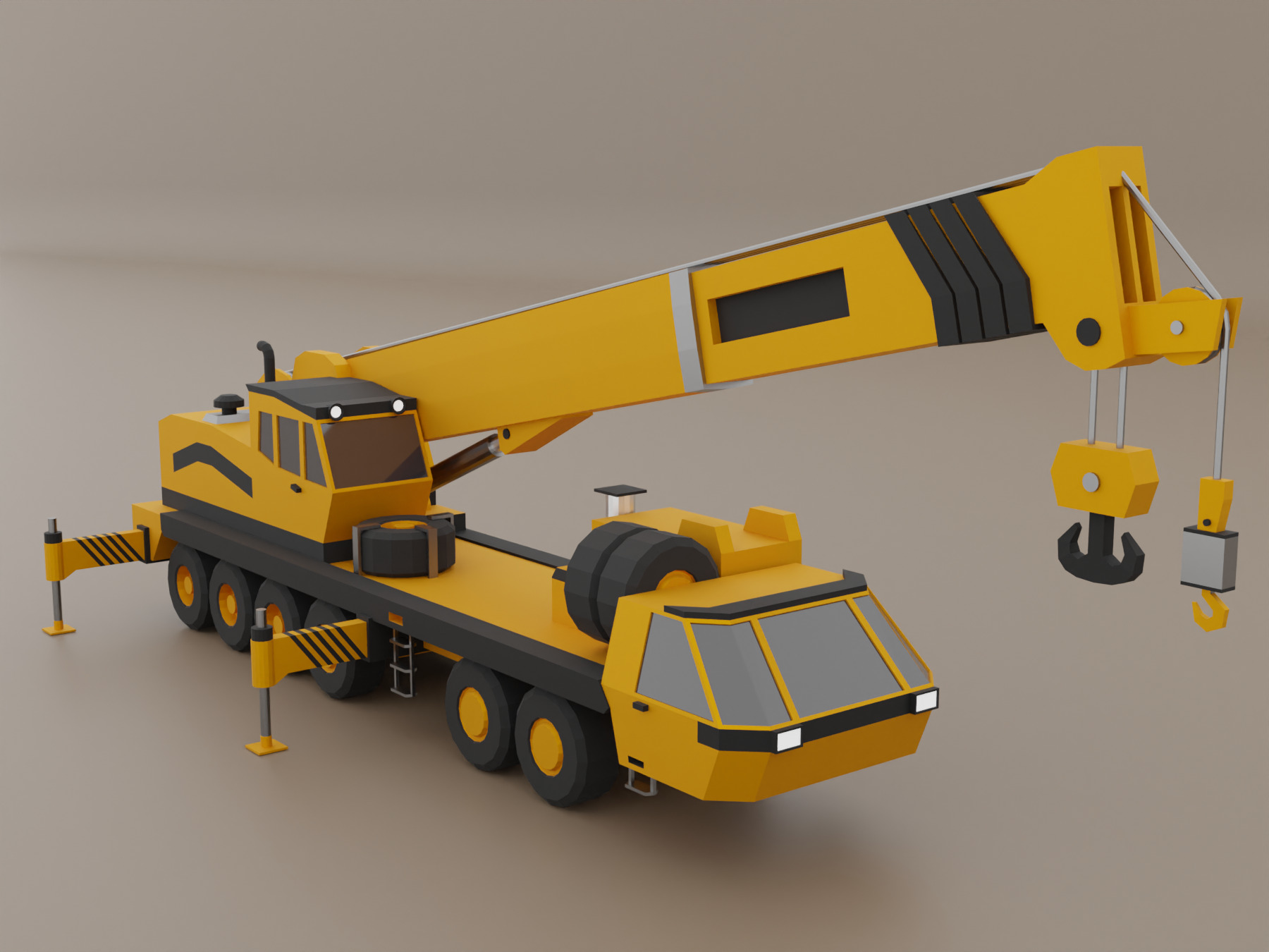 Mobile Crane Heavy Vehicle Low-poly 3D model_1