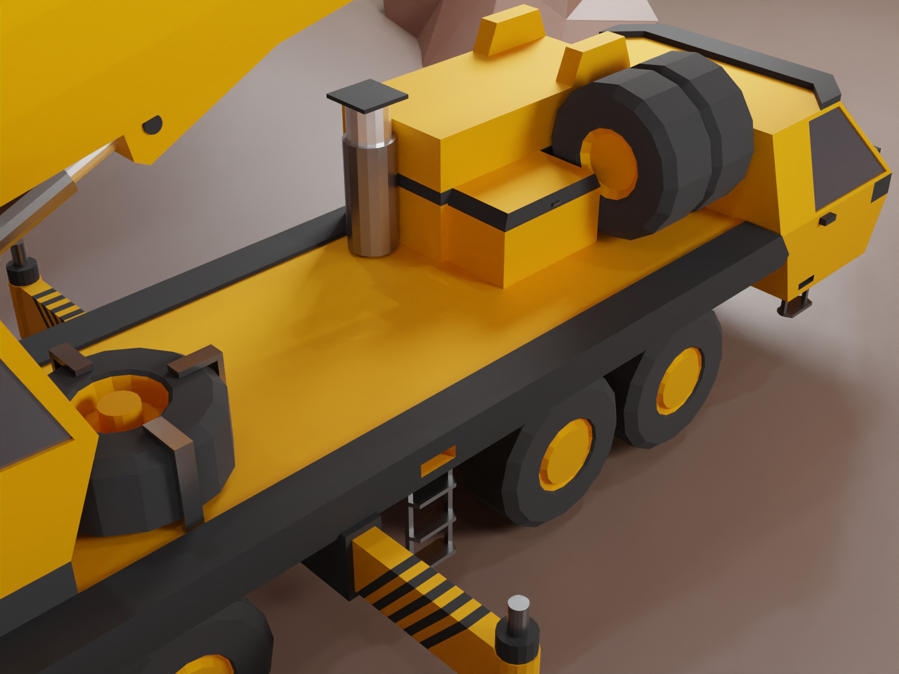 Mobile Crane Heavy Vehicle Low-poly 3D model_14
