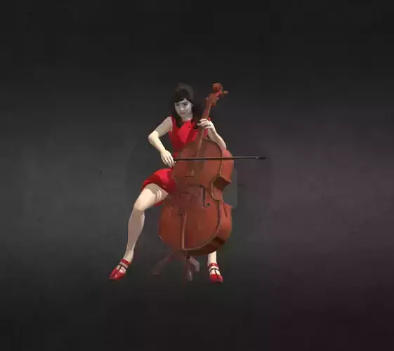 Woman Cello Player Female Orchestra 3D model