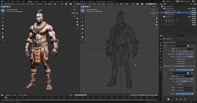 Tribal African Warrior 02 Free low-poly 3D model