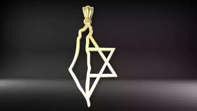 Map of Israel Necklace with Star of David Pendant Jewelry 3D print model